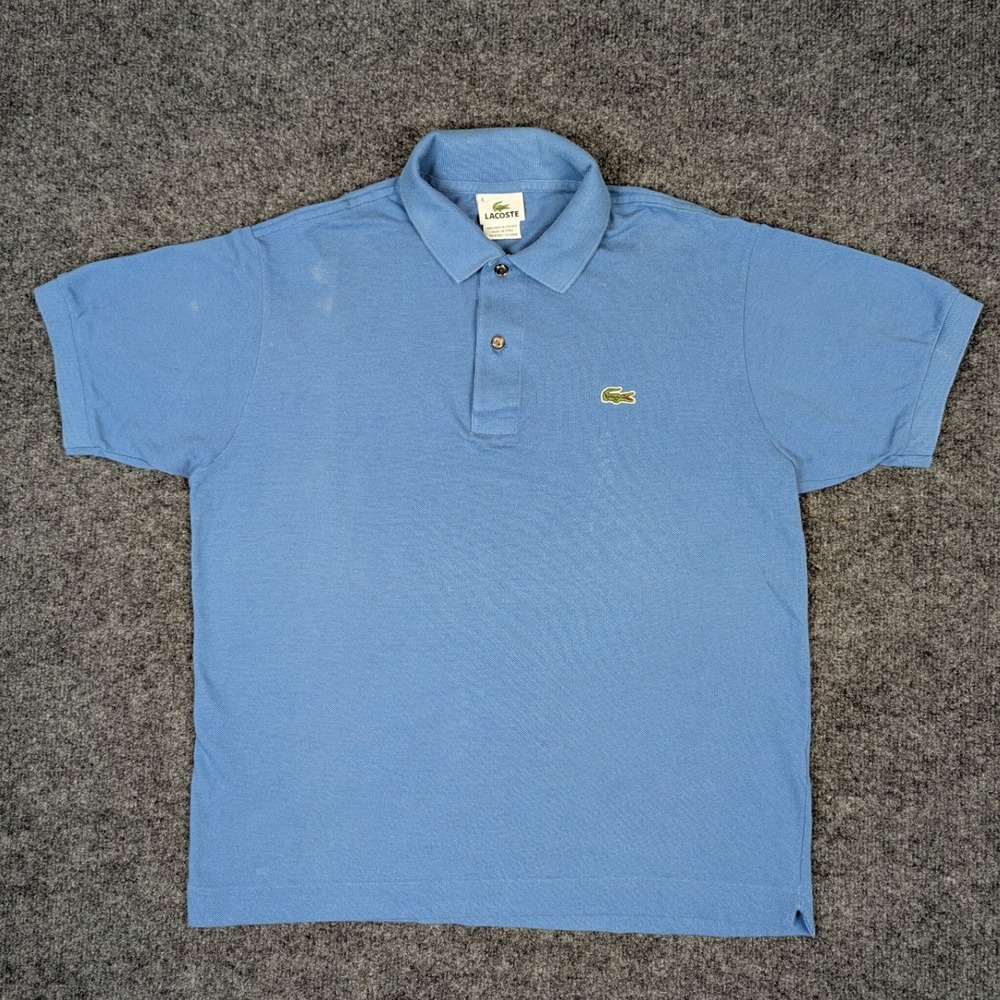 Lacoste Light Blue Short Sleeve Pique Polo Shirt Mens Size 4 Logo Embroidery